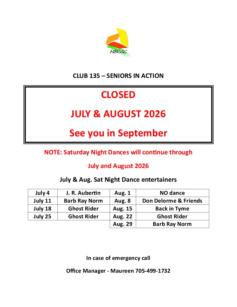Closed July and August